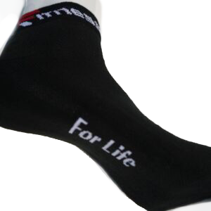 A close up of the bottom of someone 's socks
