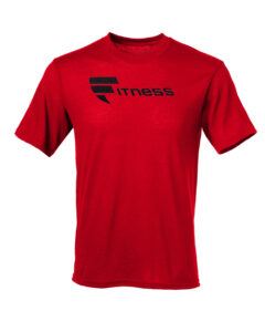 Dri-Release red t-shirt with the word fitness written on front and small logo on back of the neck area.